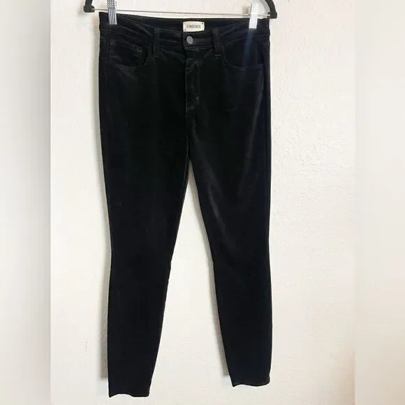 L'AGENCE jeans Marguerite black Velvet High Rise Skinny Pants 27 - Picture 2 of 5
